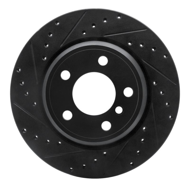 BMW X5 Brake Rotor (1) - Rear Left - R1 Concepts - Drilled & Slotted - Black - `02-`06